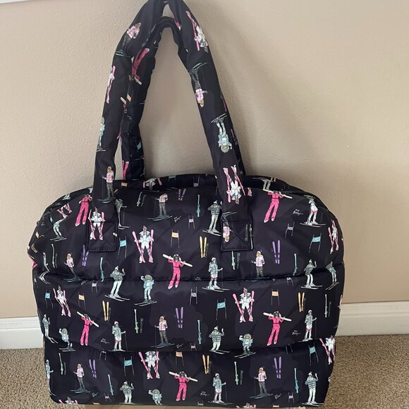 Betsy Johnson Ski Motif Weekender Sport Puffy Tote Black - Picture 6 of 9